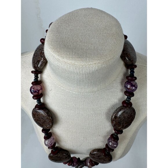 Ferruginous Quartz & Dragon Vein Agate Healing Stones Necklace 10" - Picture 8 of 16